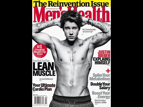 justin bieber on men's health