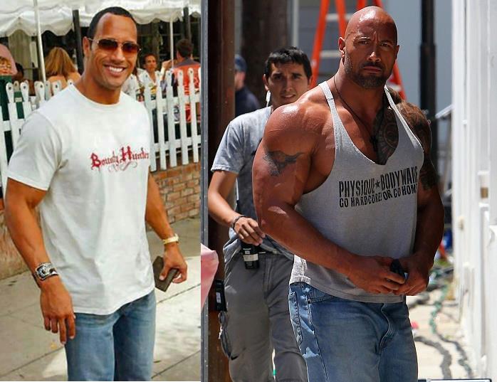 Dwayne Johnson standing on a sidewalk