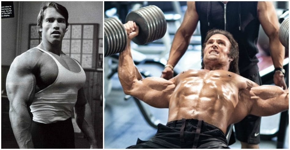 Arnold Schwarzenegger standing in front of a crowd