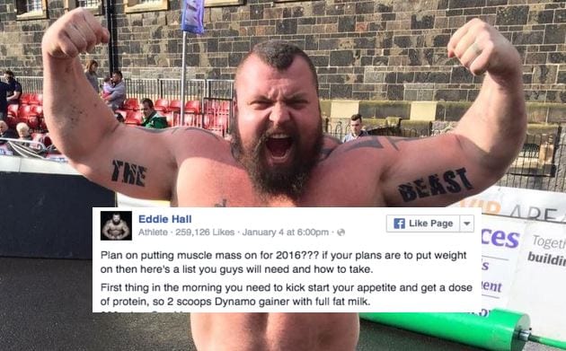 UK's Strongest Man, Eddie Hall Shares His Daily Meals and Leaves Everyone In Shock!