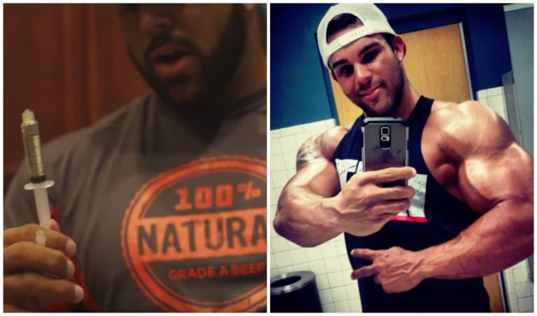 bodybuilders show their fridge filled with steroids