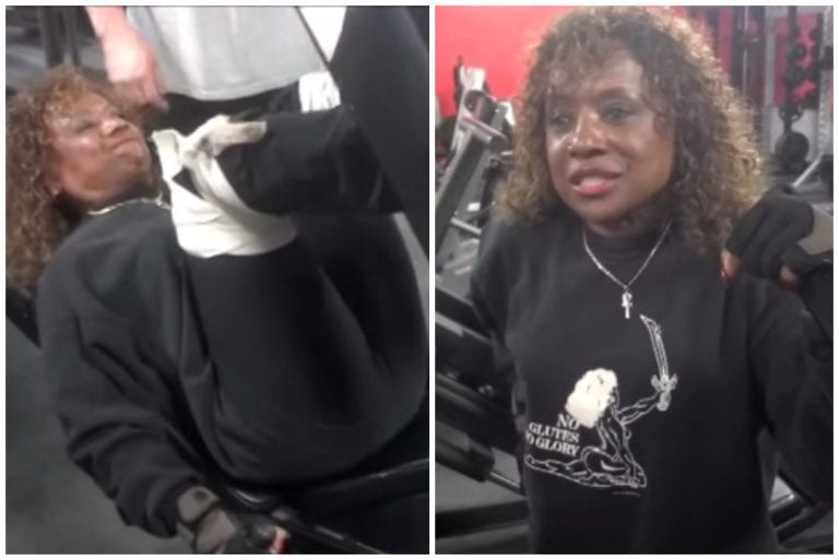 woman leg press