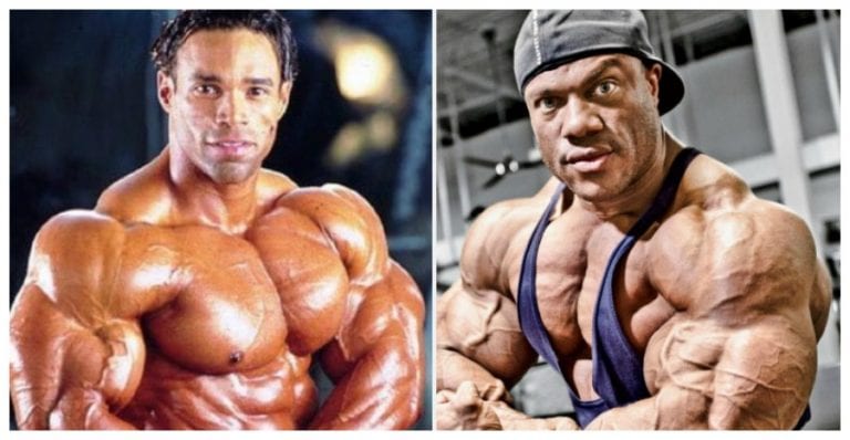 Kevin Levrone, Phil Heath are posing for a picture