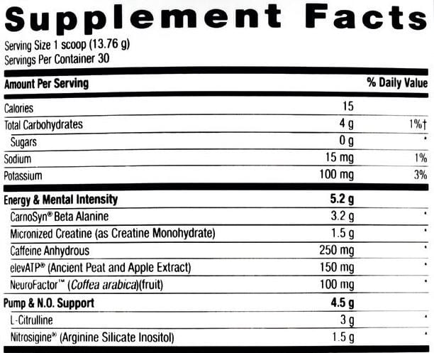 Lit Pre Workout Ingredients