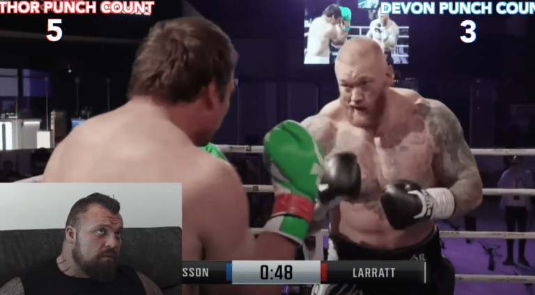 eddie hall reacts to thor boxing match