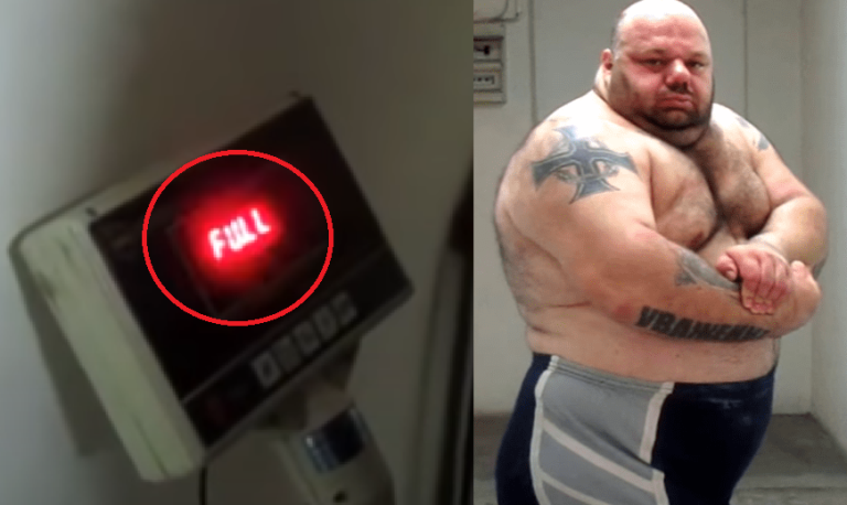 kyriakos grizzly weighing himself