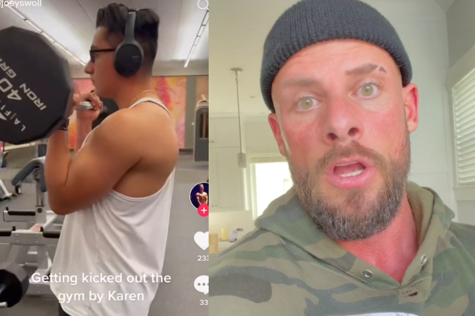 joey swoll responds to a guy that called a gym staff member a karen