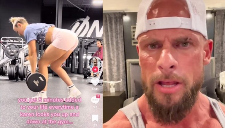 woman calls a gym member karen