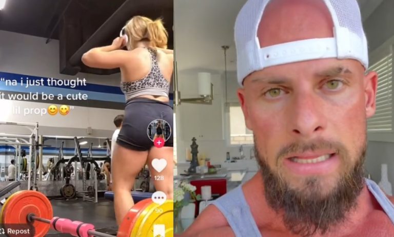 woman disrespects a man at the gym