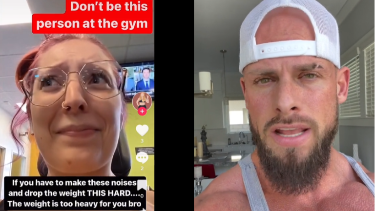 woman makes fun of grunter