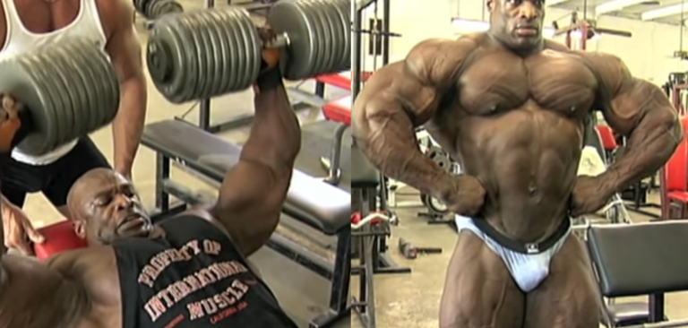 ronnie coleman 200 lbs dumbbell bench