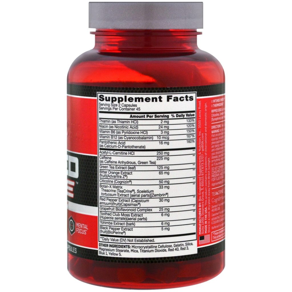 BSN Ripped Edge Ingredients Review