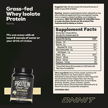 ONNIT Grass Fed Whey Isolate Ingredients and Their Benefits