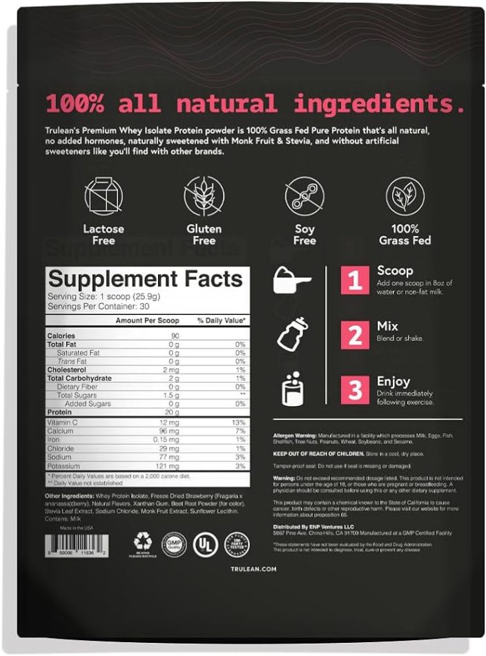 Trulean Whey Protein Ingredients and the side effects