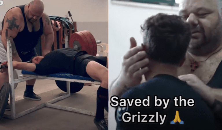 kyriakos grizzly saves a life in bench press